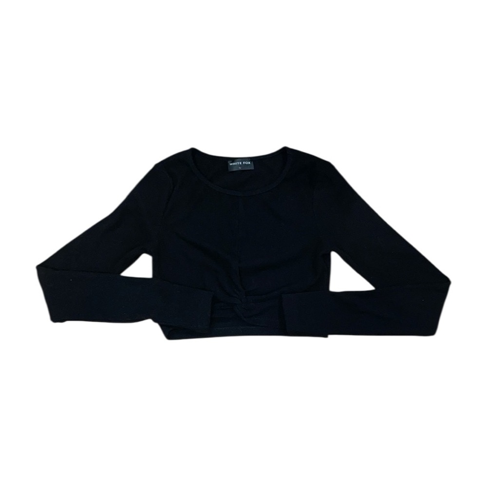 White fox black knot long sleeve top